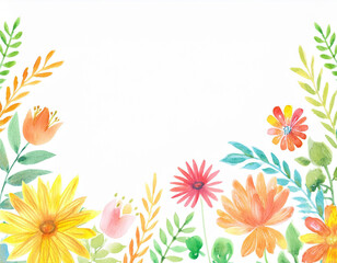 Obraz premium Bright Summer Floral Art Illustration Flowers Background with Copy Space for Advertising Text