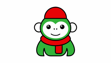 Christmas Cute Monkey Line Art