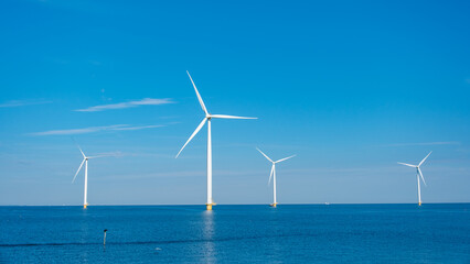 Sleek Wind Turbines Harnessing Green Energy Under the Clear Dutch Sky
