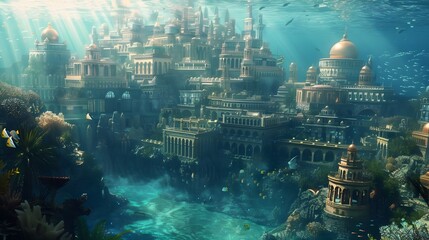 Obraz premium Stunning Depiction of the Legendary Lost Underwater City of Atlantis