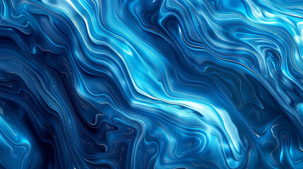 Obraz premium Generate a wave background with a sleek neon effect, featuring smooth, continuous lines. Use a color palette of icy blues and whites, creating a cool and elegant ambiance. Add a glossy, glass-like