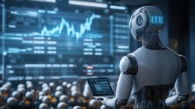 Advanced AI presenting on financial decline, digital financial, future of finance facing economic challenges