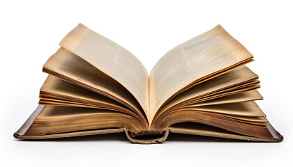 Fototapeta premium Open Book with Pages Fanning Out Isolated on white background