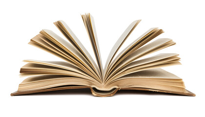Fototapeta premium Open Book with Pages Fanning Out Isolated on white background