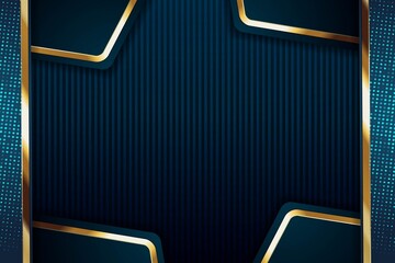 Abstract blue and gold geometric background with copy space.