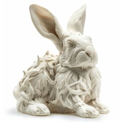 Fototapeta premium medium shot of porcelain animal figurine, isolated on a white background, bright and vivid tonality, 