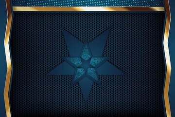 Abstract blue and gold geometric background with star.