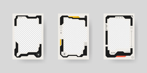 Abstract sci-fi frame. Hud interface design style. Digital futuristic frame element. Cyberpunk style. Design for banner, card, player card game, background. © 7AM