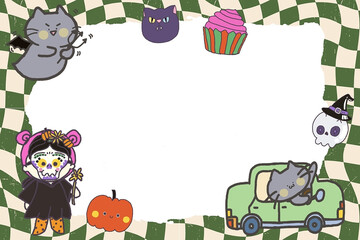 Happy Halloween kids party flyer design template holiday celebration poster  illustration