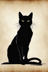 Silhouette of a Cat on Black Background