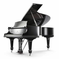 medium shot of Piano, isolated on a white background, bright and vivid tonality 