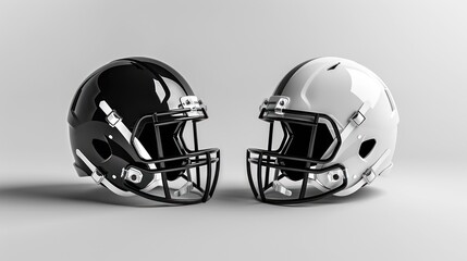 Fototapeta premium Black and White Football Helmets