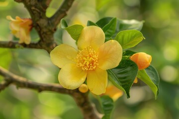 Aegle marmelos flower also known as bael or wood apple is native to India