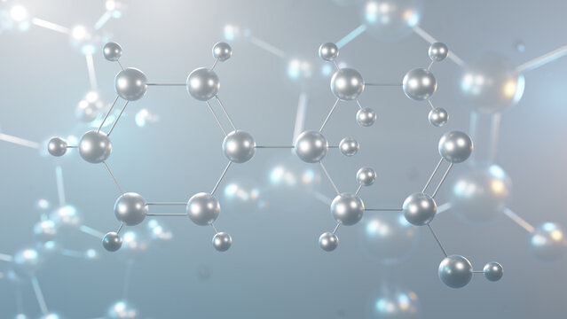 phenibut molecular structure, 3d model molecule, central nervous system depressant, structural chemical formula view from a microscope