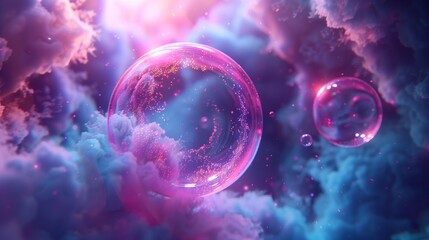 Mystical Bubble in Dreamy Cloudy Atmosphere