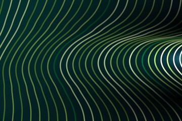 Abstract green curved lines on a dark background.