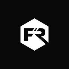 FR letter logo design in hexagon