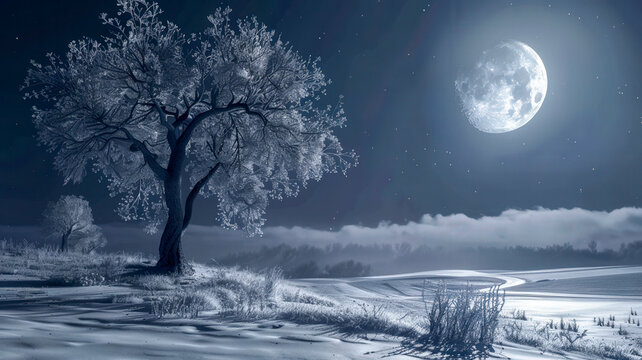 Silver moon scene