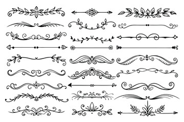 Obraz premium Hand-drawn Floral and Swirl Decorative Elements