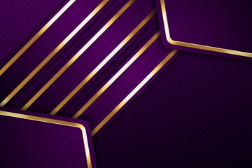 Purple and gold abstract background with diagonal lines and geometric shapes.