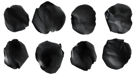 Black rose petals isolated on transparent background PNG