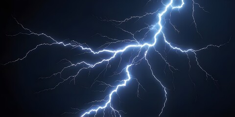 3D Rendering of Blue Lightning Against a Dark Background