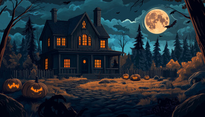 halloween background with castle