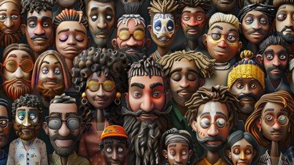 Ethnische DiversitÃ¤t in Cartoon Style. Generiert mit KI