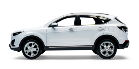 A white car isolated on a white background