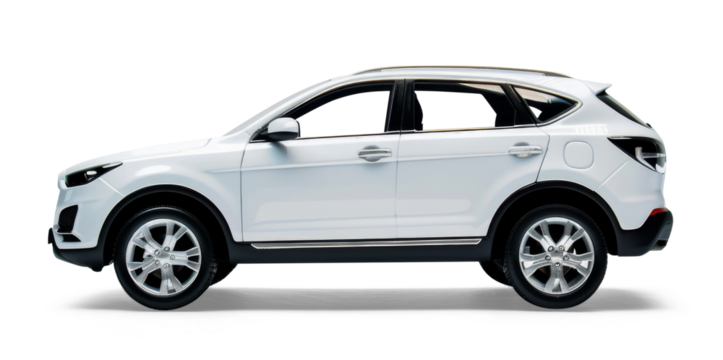 A white car isolated on a white background