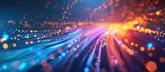 Obraz premium Abstract background showcasing the concept of fiber optics for a high speed internet connection with a copy space image