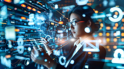 Diverse workforce with digital data elements