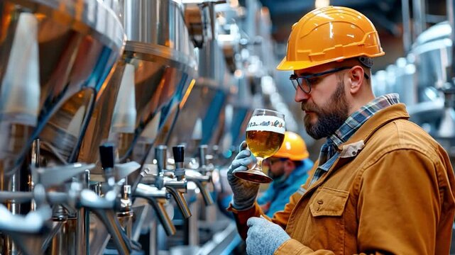 Brewer sommeliers sample the colour and quality of craft beer straight from the brewery.