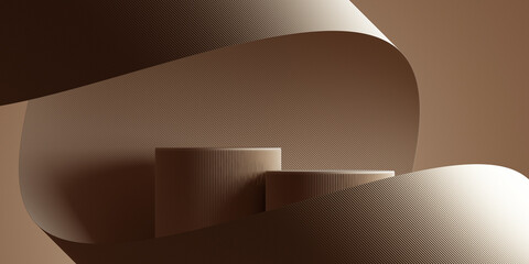 3d podium abstract brown background for cosmetic, perfume and product presentation. 3d rendering illustration.