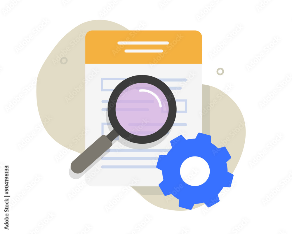 Wall mural document sheet performance review icon vector graphic illustration flat cartoon, doc form file check
