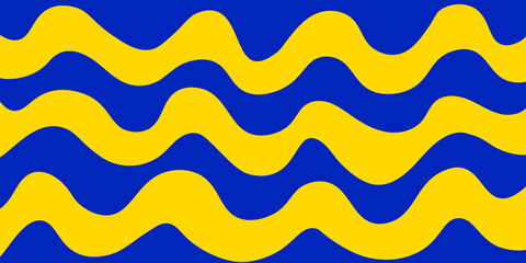 Abstract image featuring wavy, yellow, and blue shapes. Concept of modern art. Banner for Independence day of Ukraine. Vector illustration