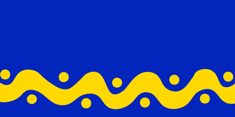 Abstract yellow wavy pattern with dots on a bright blue background. It represents modern design and creativity. Banner for the Independence Day of Ukraine. Copy space. Vector illustration