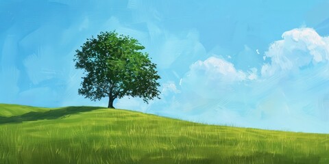 Obraz premium A beautiful lonely old tree in the season of sunset. AI generation