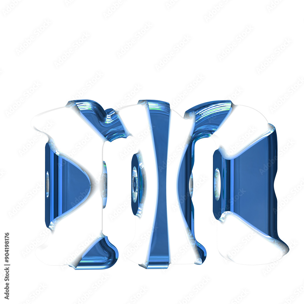 Wall mural White symbol with blue thick straps. letter m