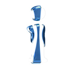 White symbol with blue thick straps. letter i