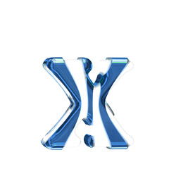White symbol with blue thick straps. letter x