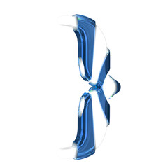 White symbol with blue thick straps