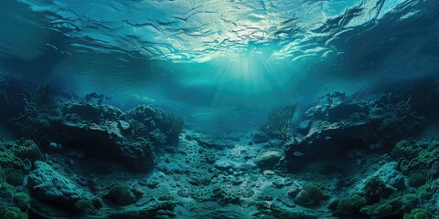 Obraz premium Amazing underwater view with clear blue water. AI generation.