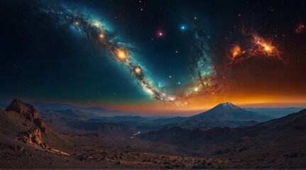 open space planets , futuristic space landscape with planets 