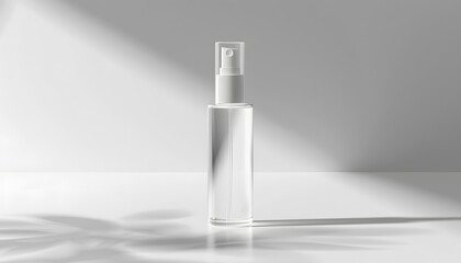 Minimalist Glass Spray Bottle Mockup on White Background