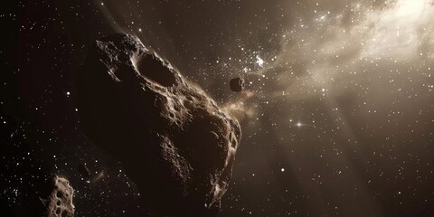 Fototapeta premium Future Asteroid Mining Operation. AI generation.