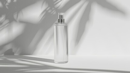 Clear Spray Bottle with a White Background and Shadow