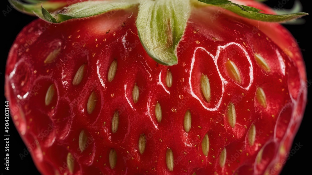 Poster a close up of a strawberry with green spots on it, ai