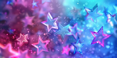A vibrant display of shimmering stars in pink, purple, and blue, creating an enchanting atmosphere of magic