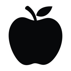 Apple icon with one leaf vector silhouette logo type sign symbol fruit advertisement concept minimal design